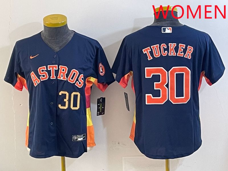 Women Houston Astros #30 Tucker Blue City Edition 2025 Nike MLB Jersey style 4->women mlb jersey->Women Jersey